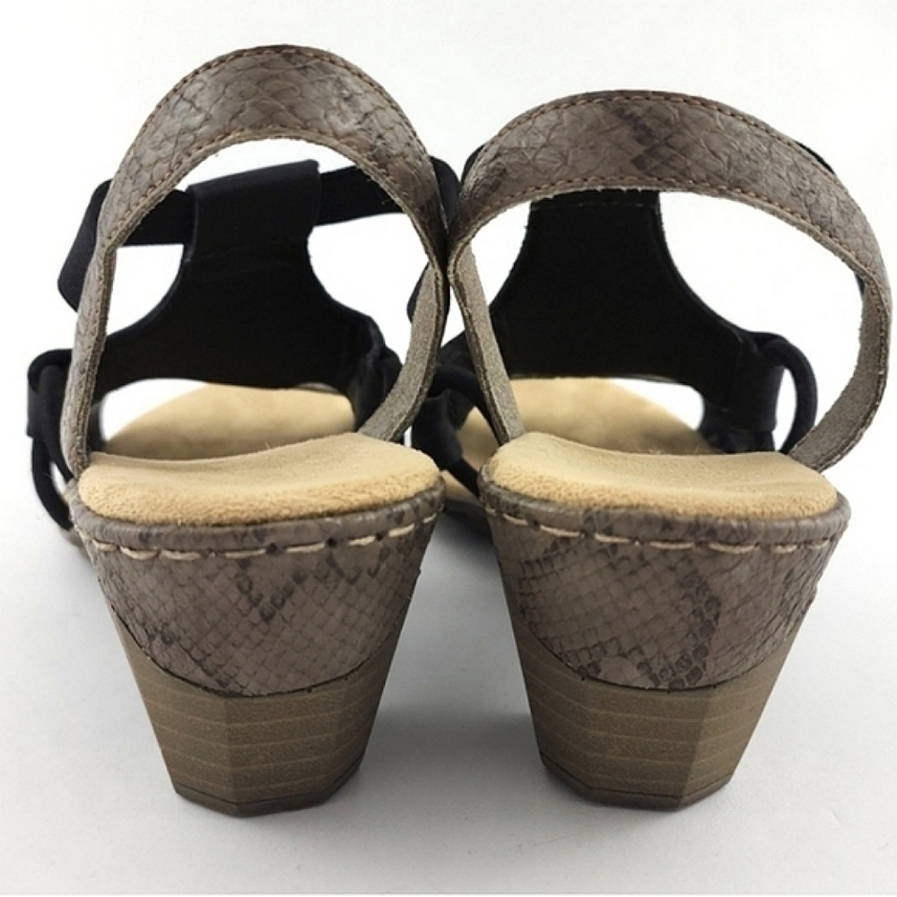 Reiker Women's Slingback Heeled Sandals Black Snake Print Lightweight Comfort 37 - Picture 9 of 16